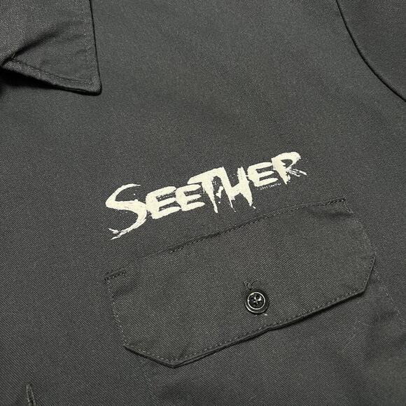 Dickies Seether Skeleton Finger Button Up Short Sleeve Shirt SIZE XL Black - Picture 4 of 10